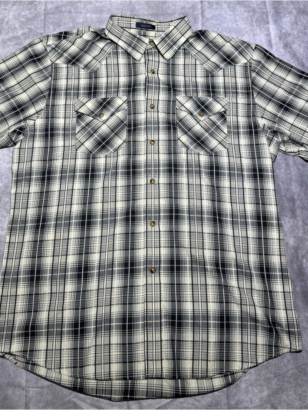 Pendleton Black & White Plaid Short-Sleeve Button-Down Shirt
